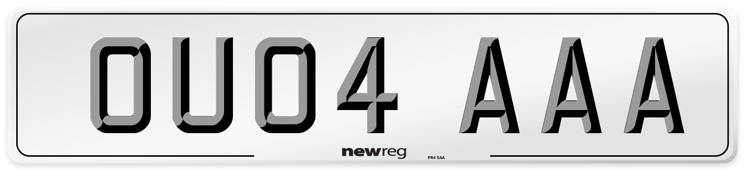 OU04 AAA Number Plate from New Reg